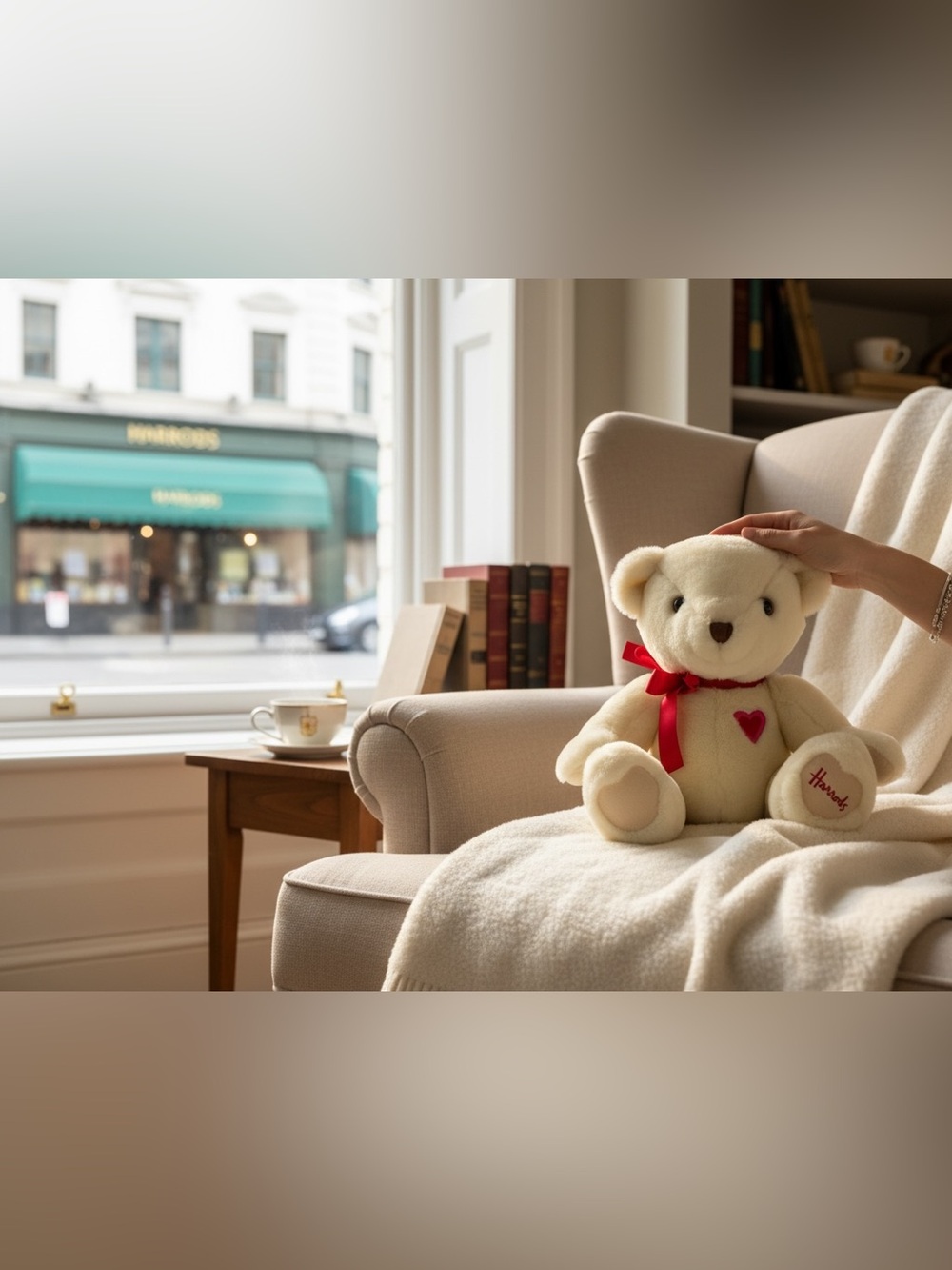 Harrods London Teddy Bear with pink and red heart